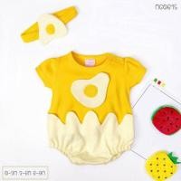 ราคา *เก็บปลายทางได้*บอดี้สูทเด็ก ลายไข่ดาว แขนสั้น พร้อมคาดผม ขนาด 0-3/3-6/6-9 เดือน (5323874664)