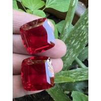 ราคา SyntheticRuby premium cushion 20mm- 2pcs(pair)ทับทิม พม่าเทียม 87 กะรัต(CARATS) พลอย ขนาด 18X18 มิล ( MM)2 Pcs เม็ด) (19969475492)