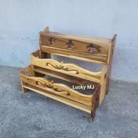 ราคา ชั้นวางขวดเครื่องปรุง มีที่เสียบมีด ชั้นวางเครื่องปรุงไม้สักแท้ ขนาดใหญ่ (23083255082)