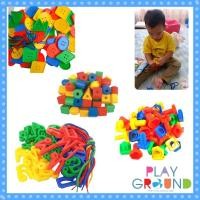 ราคา Playgroundร้อยเชือก เสริมสมาธิเด็ก รูปทรง3มิติ Funny blocks ร้อยเชือกลูกปัด ตัวเลข เลขาคณิต ภาษาอังกฤษ ภาษาไทย น็อตสัตว์ (18212992905)