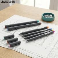ราคา LIWD1098N 10PCS Outline ปากกาวาดภาพ, Ultra Fine 5.91in Fine Line Markers, น้ําหนักเบา Vivid Ink Fiber Nib Slim Body Color Liner ปากกาวาดเส้น (45359455842)