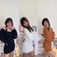ราคา ONINAKA ชุดเดรส เดรสไหมพรมสายเดี่ยวแต่งแขนยาวปาดไหล่ผูกโบว์ ชุดมินิเดรส เสื้อแขนยาว (6484510680)