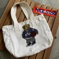 ราคา (มือสองของแท้100%) กระเป๋าถือ POLO RALPH LAUREN BEAR COLLECTION รุ่นเก่าหายากสภาพดี (6355834415)