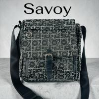 ราคา Savoy Canvas Shoulder Bag Black Gray Monogram Classic Lightweight Japan (53259204727)