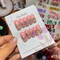ราคา เล็บปลอมสีเจลแท้ งานอะไหล่เพชรติดแน่นไม่หลุดง่าย งานแฟชั่น สีชมพูสุขภาพดี ทรงยาวเหลี่ยม (22352253182)