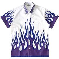 ราคา Flame Shirt เสื้อเชิ้ตลายไฟ ผ้าคอตตอตเชิ้ต สกรีนลายไฟขาวม่วง (8512765055)