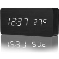 ราคา Single Face Led Digital Alarm Clock Bedroom Bedside Table Digital Watch Modern Wooden Smart Alarm Clock Desktop USB Powe (21094597600)