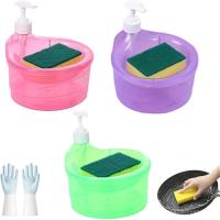 ราคา Washing Soap Dispenser Bowl, Dish Soap Dispenser Bowl for Kitchen, Space Saving Hand Soap Dispenser, Counter Dish Washing Soaps Dispensers, Sink Countertop Organizer (Red+Green+Violet) (49758926125)