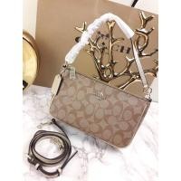 ราคา COACH F58321 MESSICO TOP HANDLE POUCH IN SIGNATURE SIZE : 8 3/4 " (L) x 5 "(H) x 3 1/4" (W) COLOR : Gold-Platinum (8056669032)