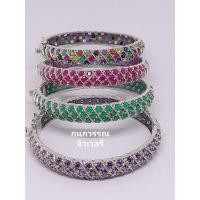 ราคา กำไลเงิน ล้อมพลอยนพเก้า เสริมมงคล พร้อมส่ง (29410777508)