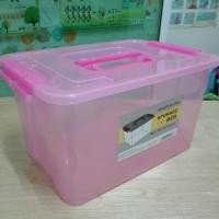 ราคา ( 3 ใบ ) กล่องพลาสติก มีหูหิ้ว สีใส (1612283624)