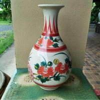 ราคา แจกันกระเบื้องเคลือบลายดอกไม้ ทำจากญี่ปุ่น สูง 27 cm. (5236027267)