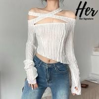 ราคา พร้อมส่ง ครอปสายฝอ ครอปแขนยาว เสื้อเว้าอก ครอปซีทรู เสื้อy2k ปาดไหล่แขนยาว ครอปy2k ครอปคล้องคอ เสื้อสายฝอ 3950 (20457058337)