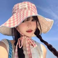 ราคา ส่งจากไทย หมวกบักเก็ตลายสก็อต สีสันสดใส หมวกปีกกว้าง แฟชั่นหน้าร้อน 2025 (24343320542)