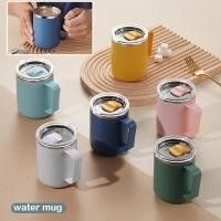 ราคา แก้วกาแฟแก้วน้ำmug 450ml มีมือจับ สแตนเลส304 เก็บความเย็น-ร้อน มีพร้อมฝาไห้ เครือบพลาสติก ins handy (28563611925)