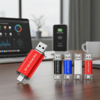 ราคา แฟลชไดรฟ์ USB OTG 2-in-1 แบบโลหะ Type C ความจุ 128GB, 4GB, 8GB, 32GB, 64GB USB แฟลชไดรฟ์เมมโมรี่สติ๊ก (41224841131)