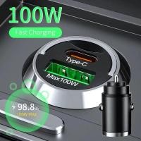ราคา 100w พอร์ต USB ที่ชาร์จแบตในรถพอร์ตคู่ QC3.0 PD Type C ที่ชาร์จโทรศัพท์ในรถยนต์แบบชาร์จเร็ว (28906971100)