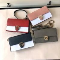 ราคา ❤️ New Gucci GG Interlocking wallet chain แดง size: 7.5”(L)*4.5”(H)*1.5”(D) (4615954082)