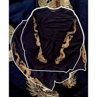ราคา เสื้อยืดผ้าหนาแขนยาวปักลายมังกรสีทองเต็ม 2 แขน มือสองญี่ปุ่น size XL (40252814871)