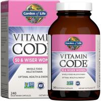 ราคา Garden of Life Vitamin Code Multivitamin for Women 50 & Over, B Vitamins, A, C, D3, E & K, CoQ10, Probiotics & Enzymes for Women 50 Plus, 240 แคปซูล (58159341265)