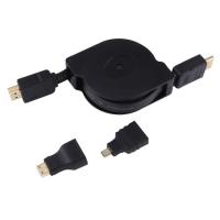 ราคา จัดส่งในวันเดียวกัน 1m HDMI Male to HDMI Male Retractable Video Audio Connector Adapter Cable with Mini HDMI & Micro HDMI Adapters for HDTV Monitor & Projector & PC & Cameras & Tab (51955803518)