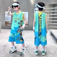 ราคา 43902พร้อมสต็อก เสื้อผ้าเด็กชายชุดฤดูร้อน 2024 สไตล์ใหม่ฤดูร้อนขนาดกลางขนาดใหญ่เด็กเสื้อกั๊กชายชุดบาสเกตบอลชุดกีฬาสไตล์ฤดูร้อน (55709425711)