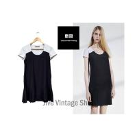 ราคา ชุดเดรสผู้หญิง Uniqlo ออกแบบร่วมกับดีไซเนอร์ดัง แขนสั้น สีดำแขนเทา ไซส์ M ชายกระโปรงอัดพลีท มือสอง สภาพดีจากตู้ญี่ปุ่น (27987162778)