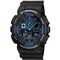 ราคา Casio G-Shock นาฬิกาข้อมือผู้ชาย สีดำ/น้ำเงิน สายเรซินรุ่นGA-100-1A2 (340011816)