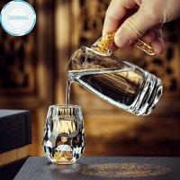 ราคา Xo94ol หรูหราแก้วคริสตัลวอดก้าแก้วสาเก Shochu แก้วบาร์ Liqueur ด้านล่างคู่ทองฟอยล์ถ้วยชาแก้วของขวัญระดับไฮเอนด์เหล้าแข็ง TH (49409811072)