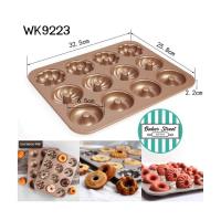 ราคา พิมพ์ CHEFMADE รหัส WK9223 พิมพ์โดนัท 12 หลุม เคลือบเทฟลอนสีทอง (11846408127)