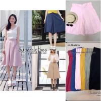 ราคา กางเกงขาบาน ผ้าลินิน ทรงขาบานมาก คลุมเข่า ไซส์ใหญ่ สาวอวบ สาวอ้วน PlusSize (1249139877)