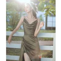 ราคา ชุดราตรี ชุดออกงาน ชุดไปงานแต่งงาน เดรสออกงานสีเขียว สายเดี่ยว คอถ่วง เรียบหรู ดูแพง (5652548284)
