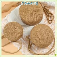 ราคา กระเป๋าถือฟางแฮนด์เมด ทรงกลม แฟชั่นสำหรับผู้หญิง (26744439989)