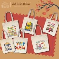 ราคา Canvas Tote Bag - TOTE Bag with Vietnam motifs - กระเป๋าผ้าแคนวาสแฟชั่นสําหรับจัดเก็บ (40118540713)