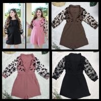ราคา New!❤จั๊มสาวอวบขาสั้น-ผ้าวูลเวฟ-แขนซีทรูปักดอกไม้สีดำงานใหม่น่ารักมาก (3สี ดำ, น้ำตาล, ชมพู) (16640912405)