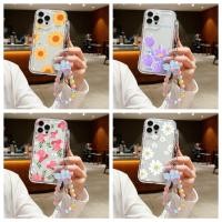 ราคา ลายดอกไม้ ซิลิโคนใส พร้อมสายโซ่คล้อง สําหรับ For iPhone 12 เคสไอโฟน 11 14 13 15 Pro Max X Xr Xs Max 6 7 8 Plus SE 2020 (24231532535)