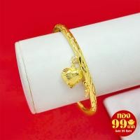 ราคา กำไลทอง กำไลหลอดตัดลายห้อยจี้หัวใจ เส้นผ่านศูนย์กลาง 5.6 ซม. เสริมบารมี ใส่ออกงานได้ ชุบทองติดทน (24045702333)
