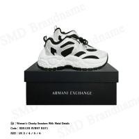 ราคา Armani Exchange รองเท้าผ้าใบผู้หญิง รุ่น A/X Women's Chunky Sneakers With Metal Details Code: XDX120 XV897 R571 (47704979513)