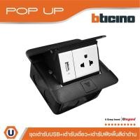 ราคา BTicino ชุดเต้ารับเดี่ยว 3ขา มีม่านนิรภัย + เต้ารับUSB + เต้ารับฝังพื้นสีดำด้าน รุ่นMatix | Ucanbuys (53601109064)