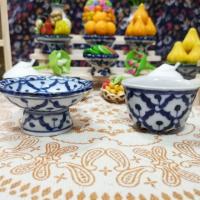 ราคา พาน​เชิง แก้วจอกลายครามเขียนมือ​ (4000165156)