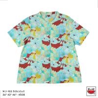 ราคา แตงโม (SUIKA) - เสื้อแตงโมคอจีนผ่าหน้าแขนสั้นพิมพ์ลายดอกไม้ (M.J-102) (25551841039)