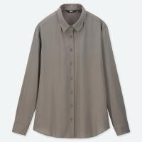ราคา Rayon Long Sleeve Blouse Uniqlo Light Green (22586622404)