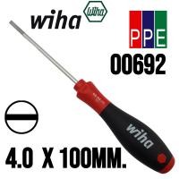 ราคา 302SF [Wiha] 00692 ไขควงปากแบน 4.0mm. แกนยาว 100mm. Wiha 302 SoftFinish Slotted Screwdriver 4.0x100mm. (24971355219)