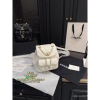 ราคา CHANEL Backpack สะพายมีสายโซลิดทอง หนังวัว สีขาว สำหรับผู้หญิง (42929624637)