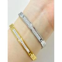 ราคา เลสทองคำขาว ประดับเพชร CZ wristless สร้อยข้อมือทองคำขาว เลสข้อมือทองคำขาว17ซม (24375833037)