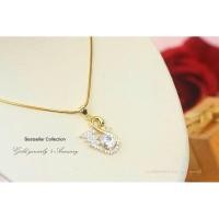 ราคา สร้อยคอพร้อมจี้หงส์เพชรล้อมใช้เพชร CZ แท้หุ้มทองคำแท้ 5 ไมครอน (2558207199)