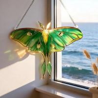 ราคา Vibrant สีผีเสื้อ Sun Bloom Suncatcher ง่ายแขวน Luna Moth Suncatcher Fade ทนสําหรับ Gardeners, Patio, Garden (57559264748)