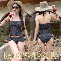 ราคา Basic swimsuitชุดว่ายน้ำผู้หญิง ชุดว่ายน้ำ2ชิ้น ลายจุด ดีไซน์ระบาย สีดำ เซ็กซี่ ขนาด: S, M, L (29244752122)