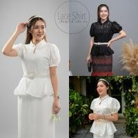 ราคา เสื้อลูกไม้คอจีนทรงหยดน้ำ ติดกระดุมด้านหน้า (1536797485)