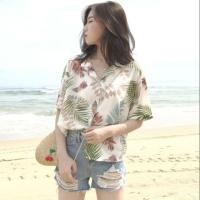 ราคา (มือ2) เสื้อฮาวายลายใบไม้สไตล์เกาหลี (1360576302)